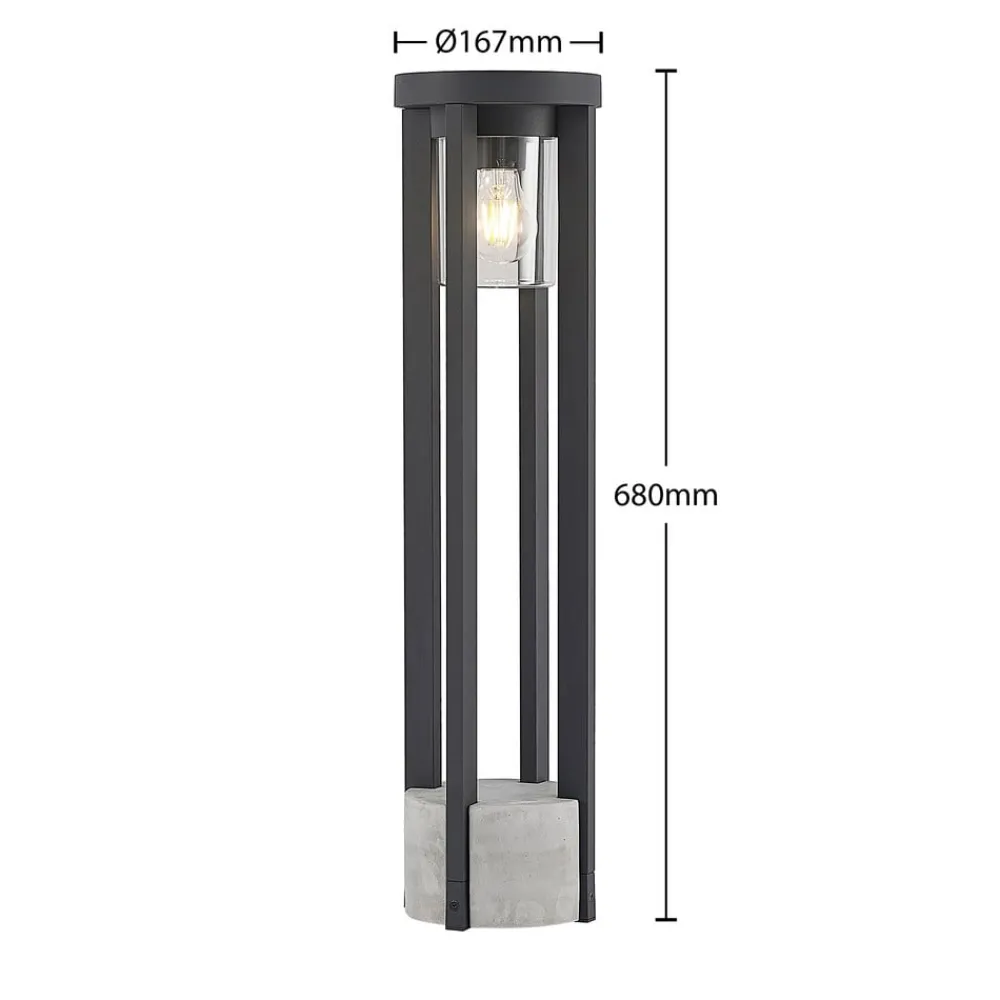 Lucande Gadebelysning > vejlampe Overa, grå, metal, 68 cm, IP44, E27