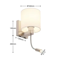 Væglamper|Væglamper ^ Lucande væglampe Brinja, 45 cm, drejelig, læselampe, E27