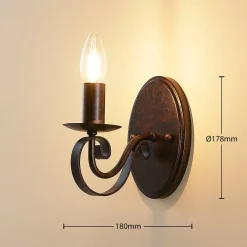 Gang|Væglamper ^ Lucande væglampe Caleb, 18 cm, rustfarvet, metal, E14