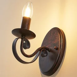 Gang|Væglamper ^ Lucande væglampe Caleb, 18 cm, rustfarvet, metal, E14