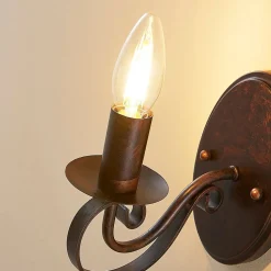 Gang|Væglamper ^ Lucande væglampe Caleb, 18 cm, rustfarvet, metal, E14