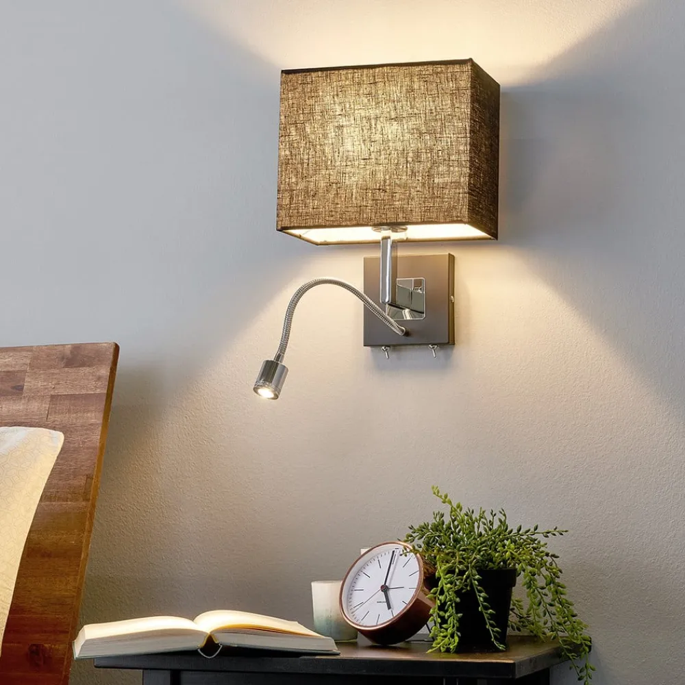 Lucande Væglamper|Væglamper > væglampe Rebekka, 31 cm, sort, LED-læsearm