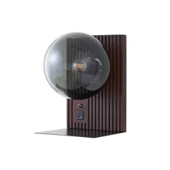 Lucande Væglamper|Væglamper > væglampe Veloura, højde 30 cm, glas, træ, USB