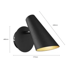 Lucande Pendellamper|Væglamper > væglampe Wibke, højde 24 cm, sort, guld, metal