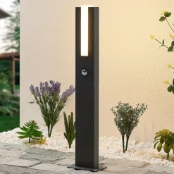 Gadebelysning Med Sensor|Terrassebelysning ^ Lucande Virgalia LED-vejlampe, bevægelsessensor, 65 cm, IP54