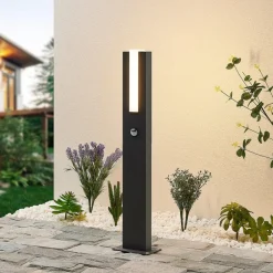 Gadebelysning Med Sensor|Terrassebelysning ^ Lucande Virgalia LED-vejlampe, bevægelsessensor, 65 cm, IP54
