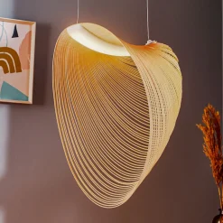 Pendellamper ^ Luceplan Illan LED-hængelampe i træ, dæmpbar Ø 60 cm