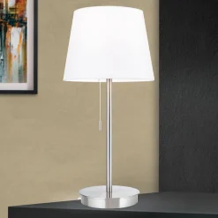 ORION Bordlamper > Ludwig bordlampe med USB-port, hvid/mat nikkel