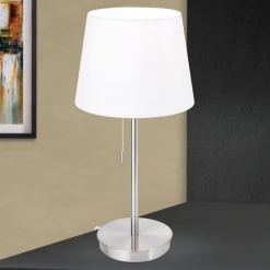 ORION Bordlamper > Ludwig bordlampe med USB-port, hvid/mat nikkel