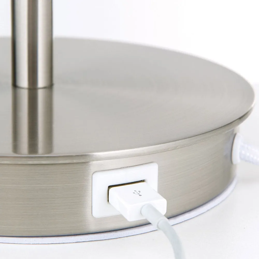 ORION Bordlamper > Ludwig bordlampe med USB-port, hvid/mat nikkel
