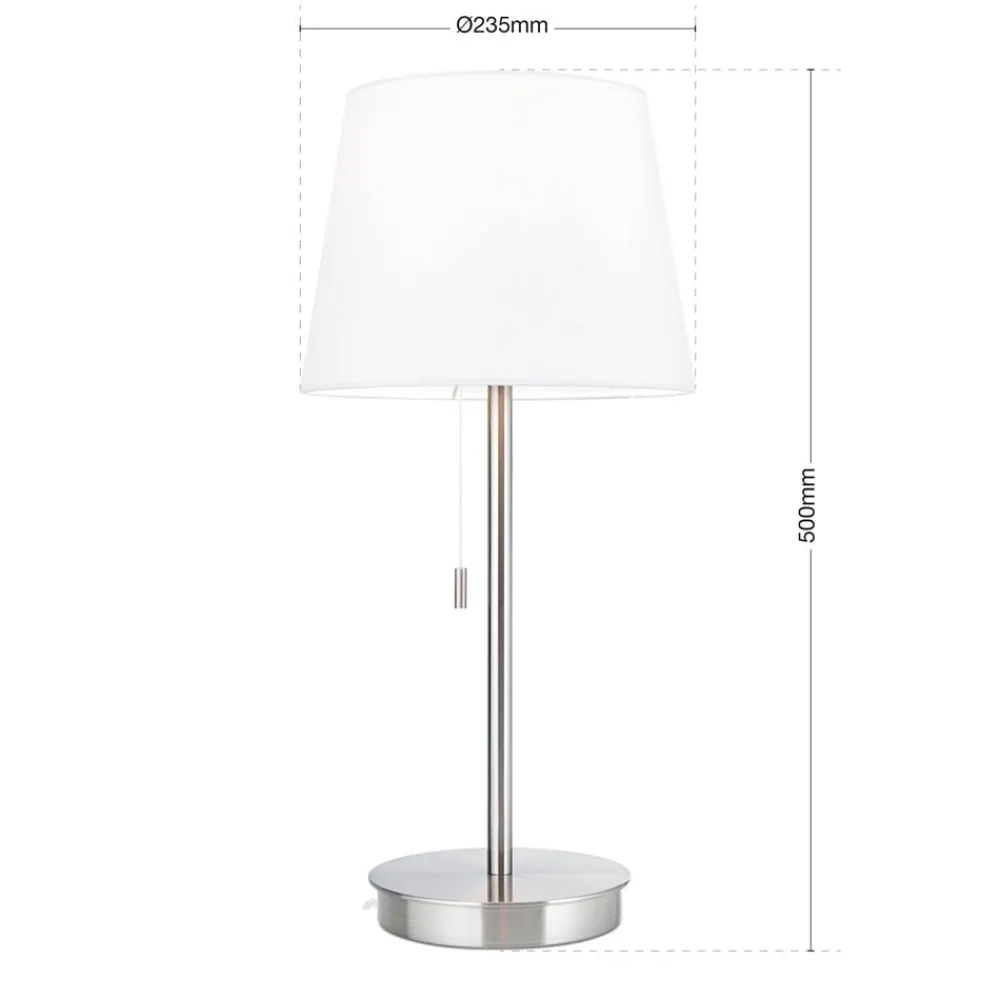 ORION Bordlamper > Ludwig bordlampe med USB-port, hvid/mat nikkel