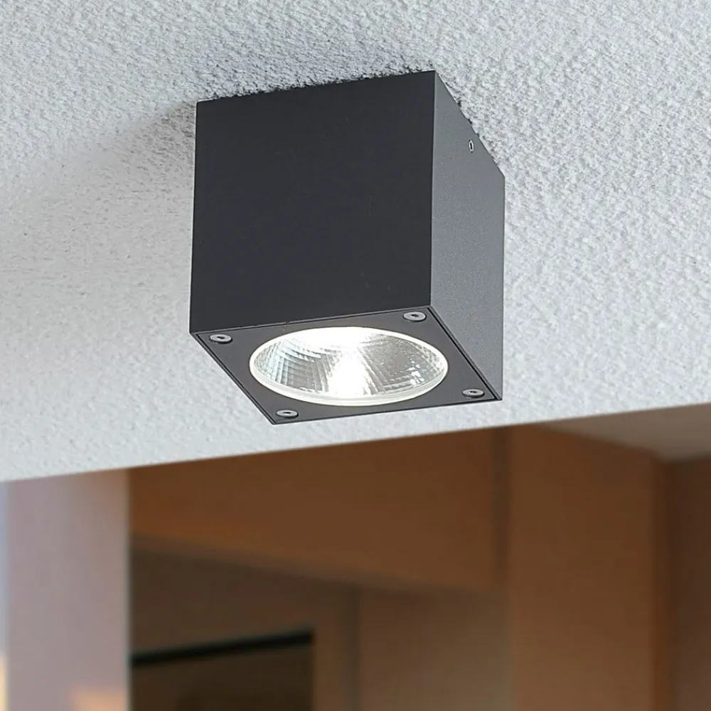 Lucande Udendørs Loftlamper > Lukas - terningeformet LED-udendørsloftslampe
