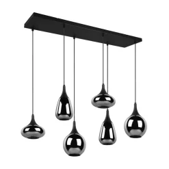 Trio Lighting Pendellamper > Lumina pendel, 6-lys, sort/krom, glas