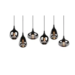 Trio Lighting Pendellamper > Lumina pendel, 6-lys, sort/krom, glas