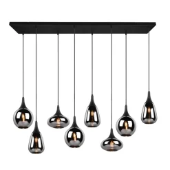 Pendellamper ^ Trio Lighting Lumina pendel, 8-lys, sort/krom, glas