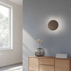 Væglamper|Væglamper ^ TK Lighting Luna væglampe, brun, indirekte lys, Ø 30 cm, stål