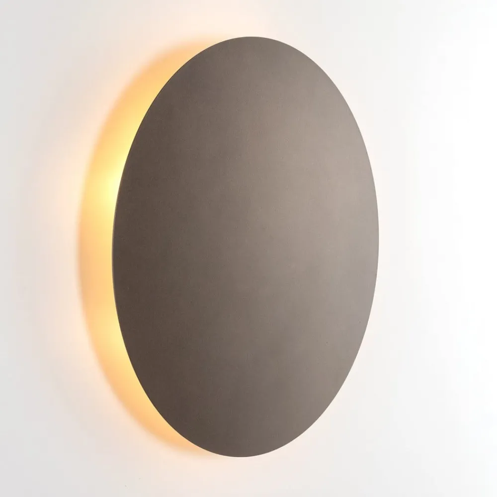 Væglamper|Væglamper ^ TK Lighting Luna væglampe, brun, indirekte lys, Ø 30 cm, stål