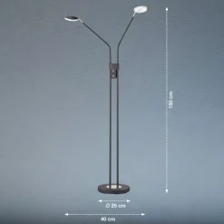 FH Lighting Arbejdsrum/Kontor|Gulvlamper > Lunia LED-gulvlampe, 2 lyskilder, sandet sort