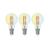 LUUMR Dæmpbar Led-Pære|Filament Pære > Smart LED-dråbepære sæt med 3 E14 4,2W CCT klar Tuya