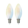 LUUMR Dæmpbar Led-Pære|Smarte Lyskilder > Smart LED-dråbepære sæt med 2 E14 4,2W CCT klar Tuya