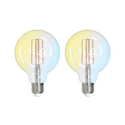 Dæmpbar Led-Pære|Filament Pære ^ LUUMR Smart LED E27 G95 7W ZigBee Philips Hue sæt med 2 stk