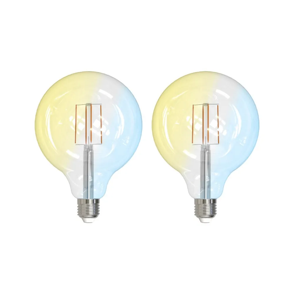Filament Pære|Smarte Lyskilder ^ LUUMR Smart LED Filament sæt med 2 E27 G125 7W klar Tuya