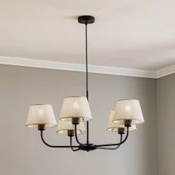 TK Lighting Lysekroner > Lysekrone Chicago, linnedskærme med 5 lyskilder