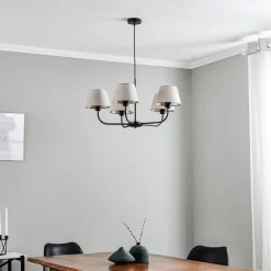 TK Lighting Lysekroner > Lysekrone Chicago, linnedskærme med 5 lyskilder