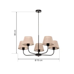 TK Lighting Lysekroner > Lysekrone Chicago, linnedskærme med 5 lyskilder