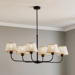 TK Lighting Lysekroner > Lysekrone Chicago, linnedskærme med 6 lyskilder