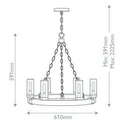 Lysekroner ^ HINKLEY Lysekrone Collier, 5 lyskilder, sort, stål, glas, E27