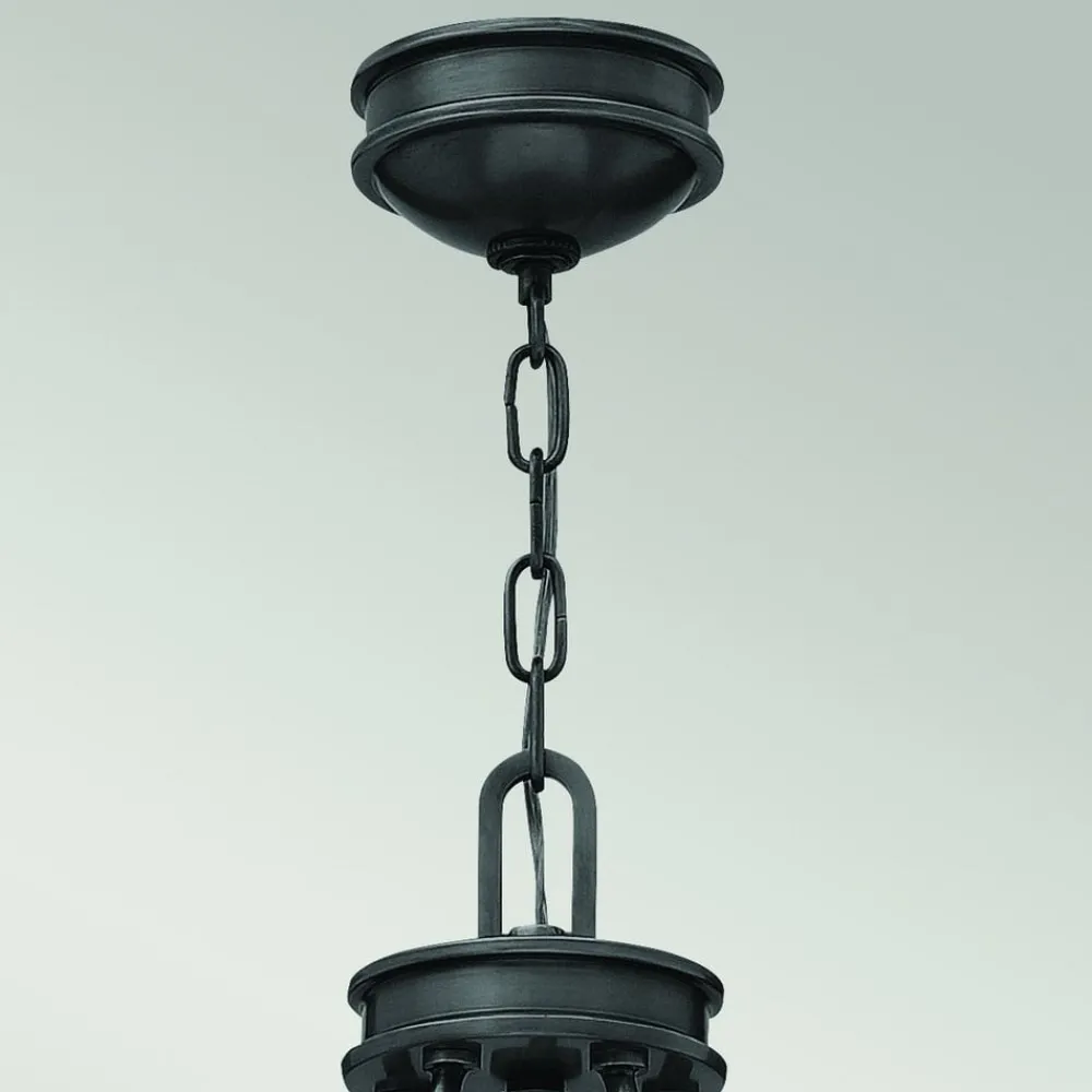 Lysekroner ^ HINKLEY Lysekrone Collier, 5 lyskilder, sort, stål, glas, E27