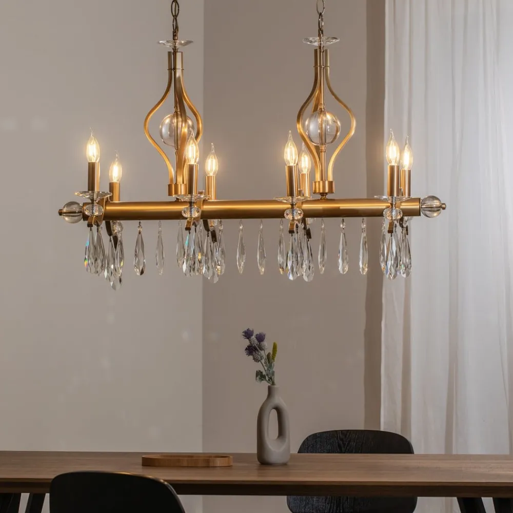 Avonni Lysekroner > Lysekrone Elizabeth 105x55 cm metal/glas 8flg. antik guld
