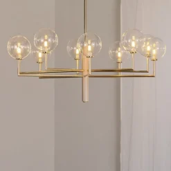 Jupiter Lysekroner > Lysekrone Feme, guldfarvet, glas, 10 lyskilder, G9