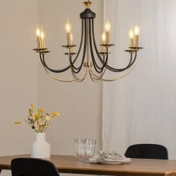 Lucea Lysekroner > Lysekrone Ferra, messing antik, 8 lyskilder