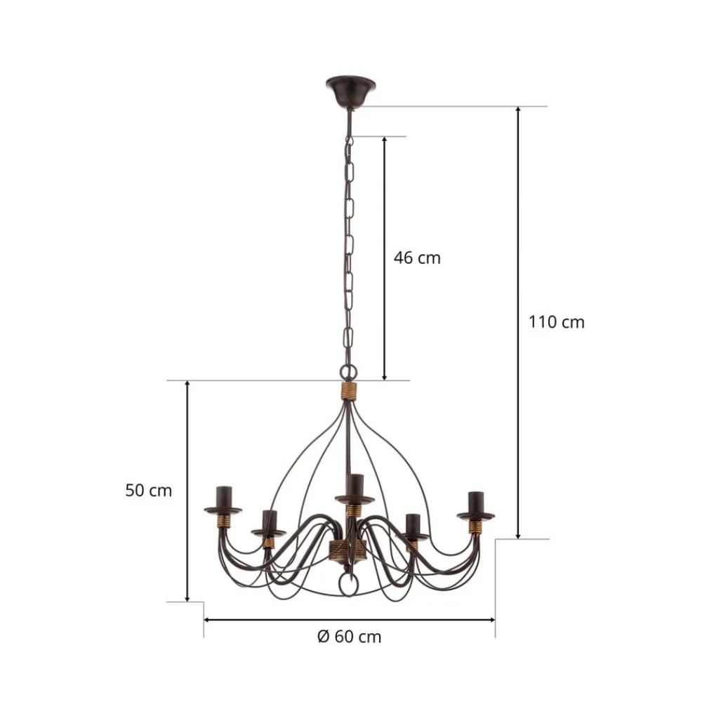 Lysekroner ^ ONLI Lysekrone Fiamma Marrone 5 lyskilder uden skærme