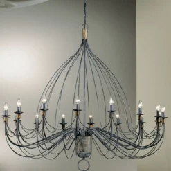 Lysekroner ^ Kögl Lysekrone Filo, 16-flammet, blå-sort, metal, Ø 140 cm