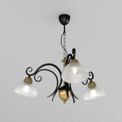 Luminex Lysekroner > Lysekrone Flora, 3 glasskærme, sort/messing