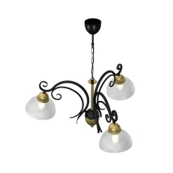 Luminex Lysekroner > Lysekrone Flora, 3 glasskærme, sort/messing