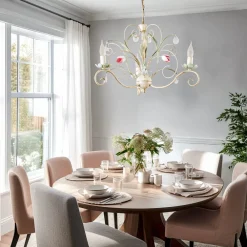 Luminex Lysekroner > Lysekrone Florina med blomsterdekoration, 3 lyskilder