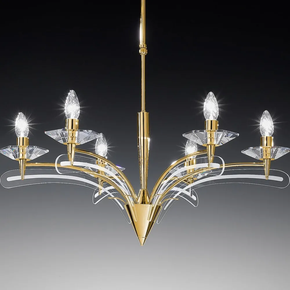 Metallux Lysekroner > Lysekrone ICARO, med krystalglas, guld