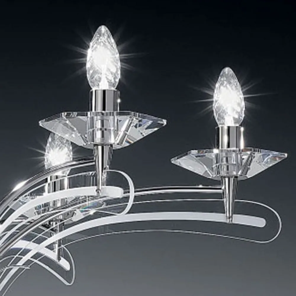 Lysekroner ^ Metallux Lysekrone ICARO, med krystalglas, krom