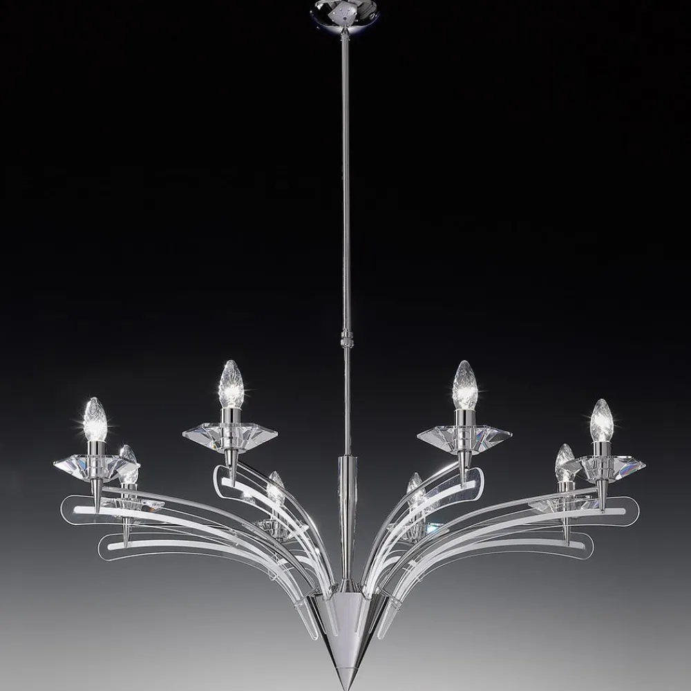 Metallux Lysekroner > Lysekrone ICARO med krystalglas, 8 lyskilder, krom