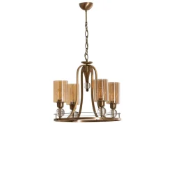 Avonni Lysekroner > Lysekrone Jadina, guld antik, 4 lyskilder, Ø 50 cm metal/glas