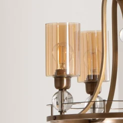 Avonni Lysekroner > Lysekrone Jadina, guld antik, 4 lyskilder, Ø 50 cm metal/glas