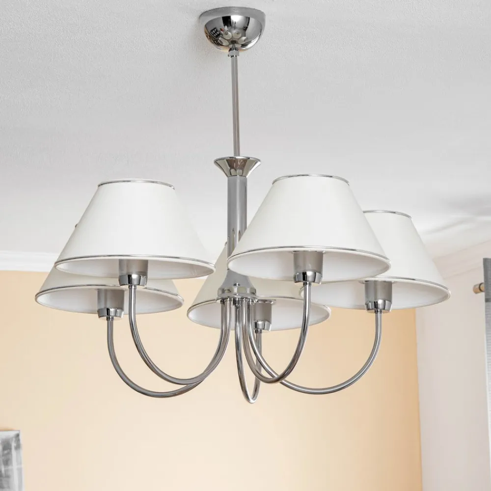 Jupiter Lysekroner > Lysekrone London krom/creme, 5 lyskilder