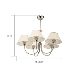 Jupiter Lysekroner > Lysekrone London krom/creme, 5 lyskilder