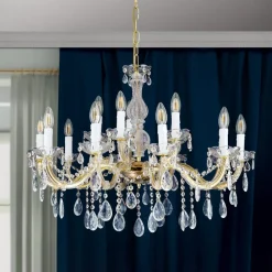 ORION Lysekroner > Lysekrone Marie Claire krystalglas 15-flammet