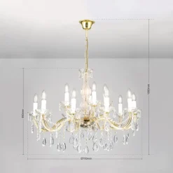 ORION Lysekroner > Lysekrone Marie Claire krystalglas 15-flammet