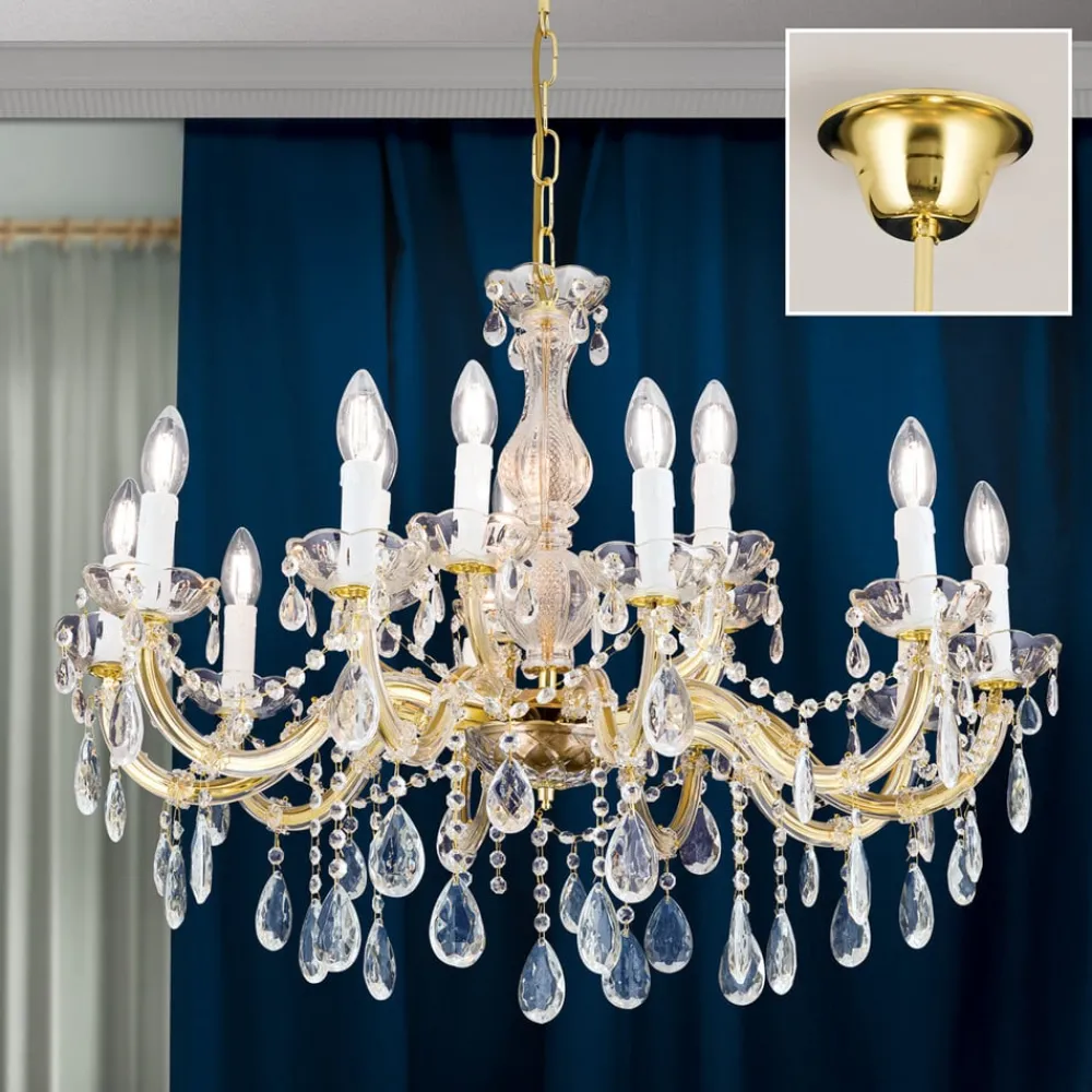 ORION Lysekroner > Lysekrone Marie Claire krystalglas 15-flammet
